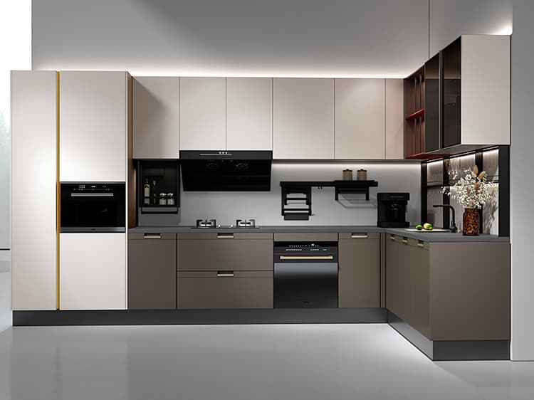 Handleless two-tone modern kitchen