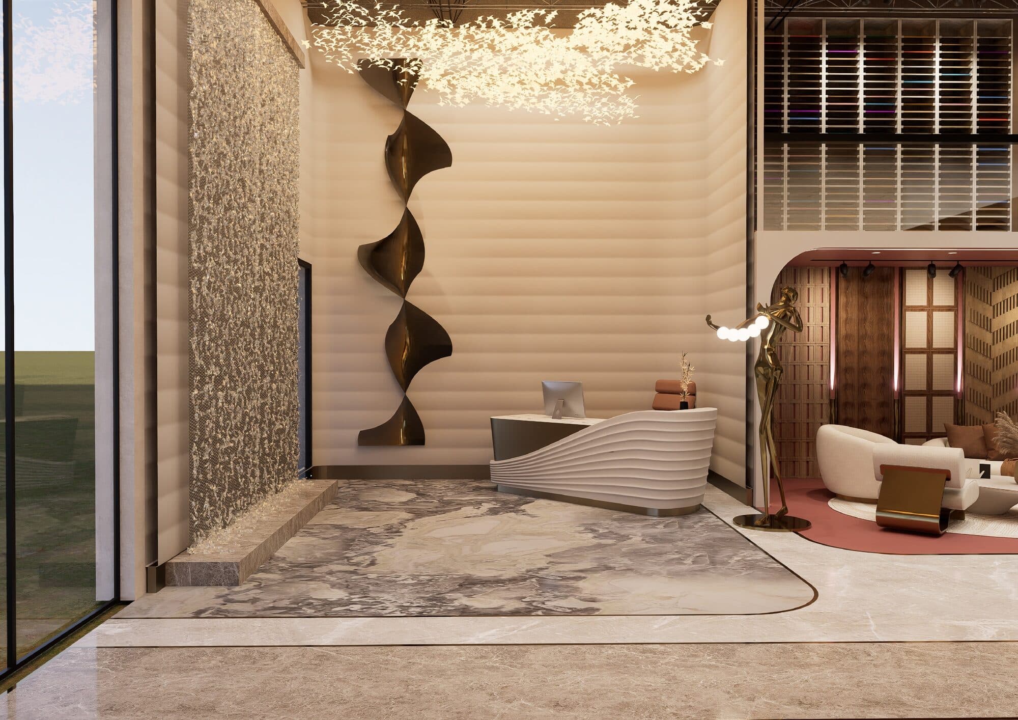 3D concept render of the planned Suofeiya USA flagship showroom