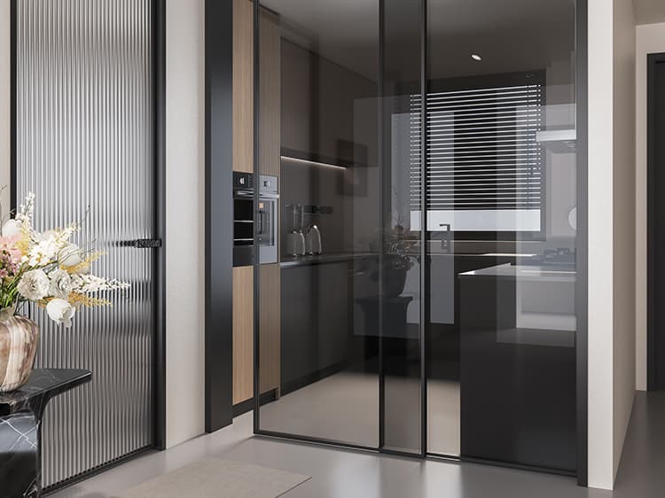 Star Pro single glass two track hanging sliding door